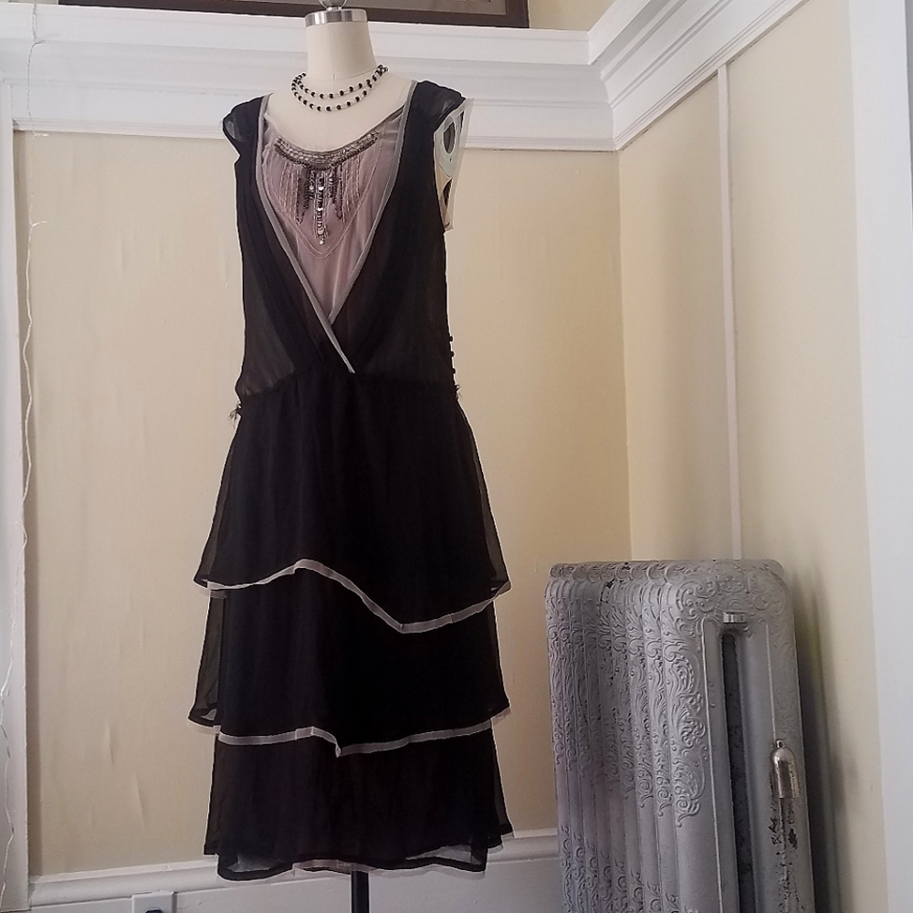 🎉ON SALE!  Flapper Gatsby 1920s style, beaded silk dress!